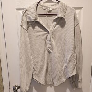 Altar'd State Cream Striped Top